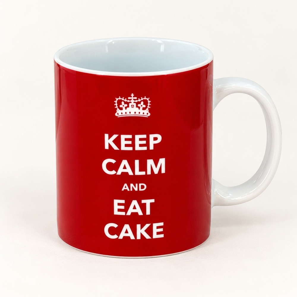 Soho Loft Anglocore Keep Calm and Eat Cake Coffee Mug Red British Aesthetic Gift